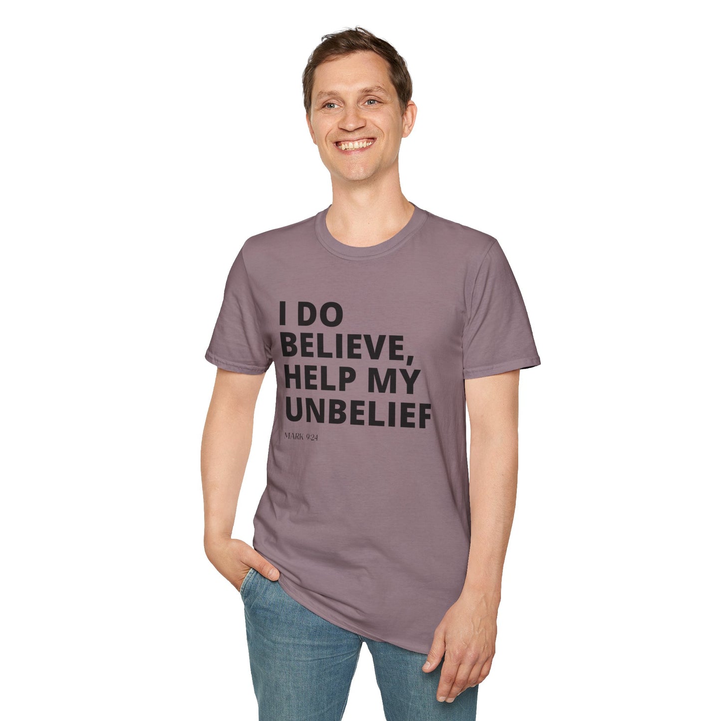 Belief Unisex T-Shirt - Mark 9:24 Bible Verse Design-Black Design