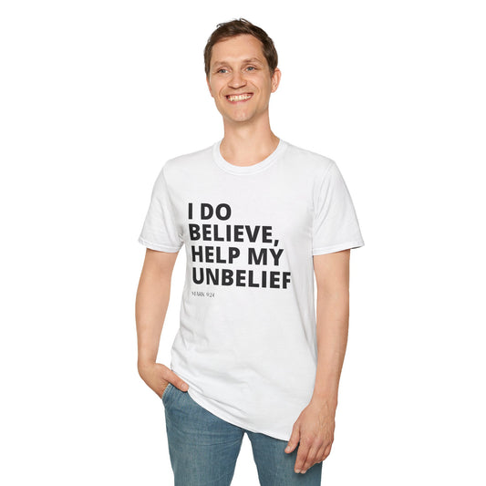 Belief Unisex T-Shirt - Mark 9:24 Bible Verse Design-Black Design