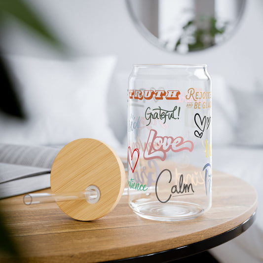 Motivational Glass Tumbler with Bamboo Lid